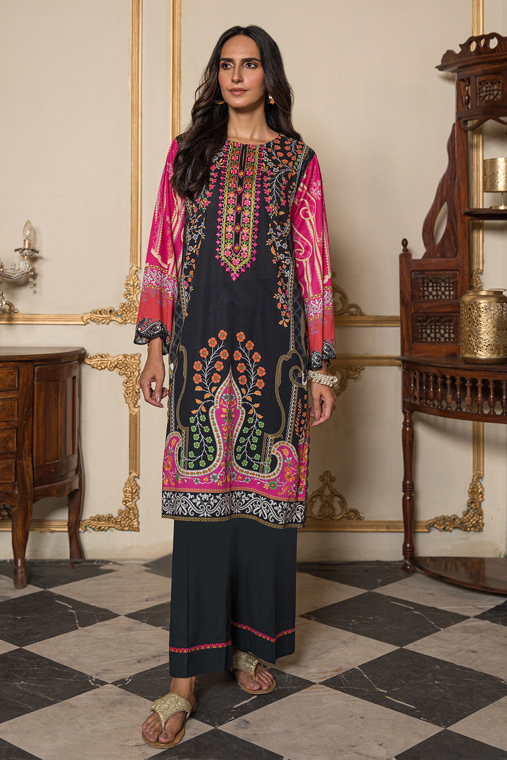 2 Piece - Embroidered Digital Printed Cotton Cambric Suit USP0860 (SO)