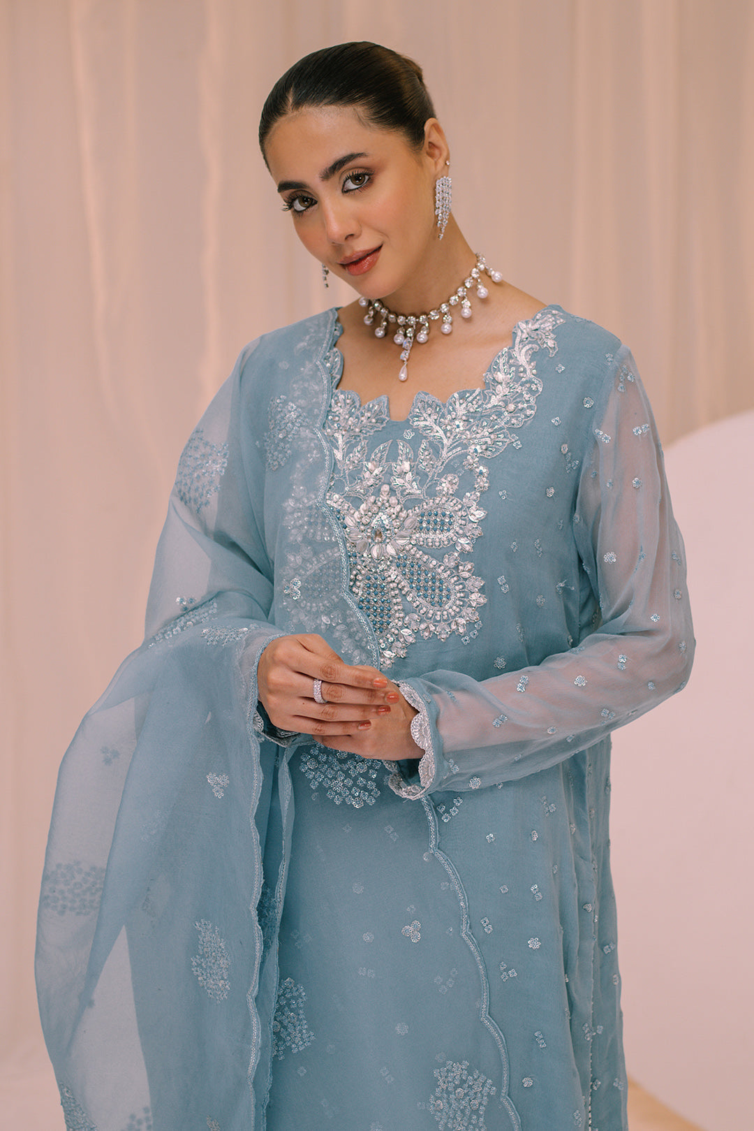 3 Piece - Embellished Chiffon Suit LFP1129