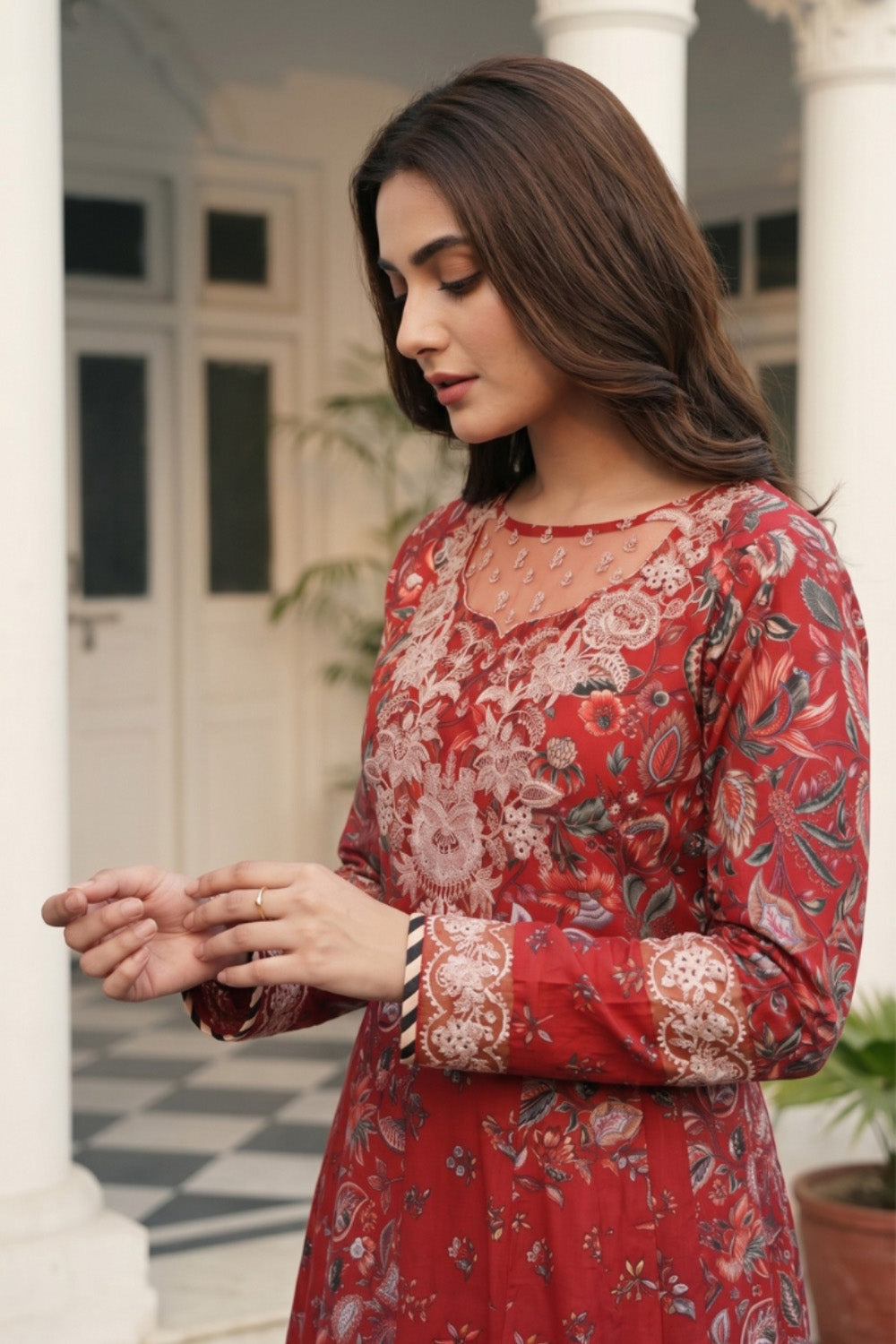 3 Piece - Embroidered Digital Printed Lawn Suit P001230