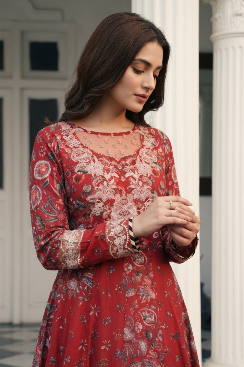 3 Piece - Embroidered Digital Printed Lawn Suit P001230