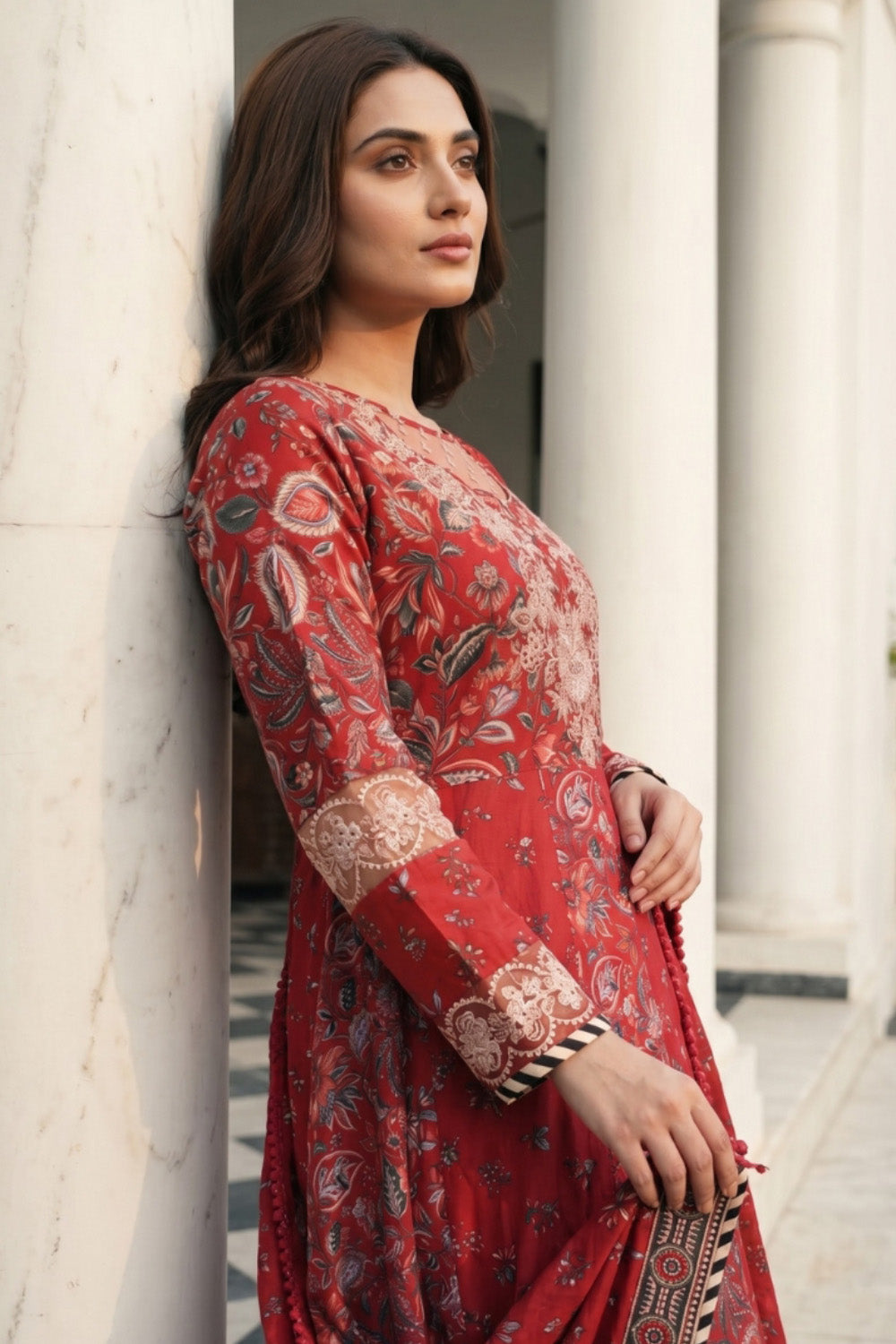 3 Piece - Embroidered Digital Printed Lawn Suit P001230