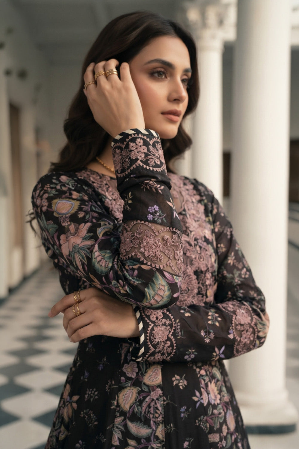 3 Piece - Embroidered Digital Printed Lawn Suit P001229
