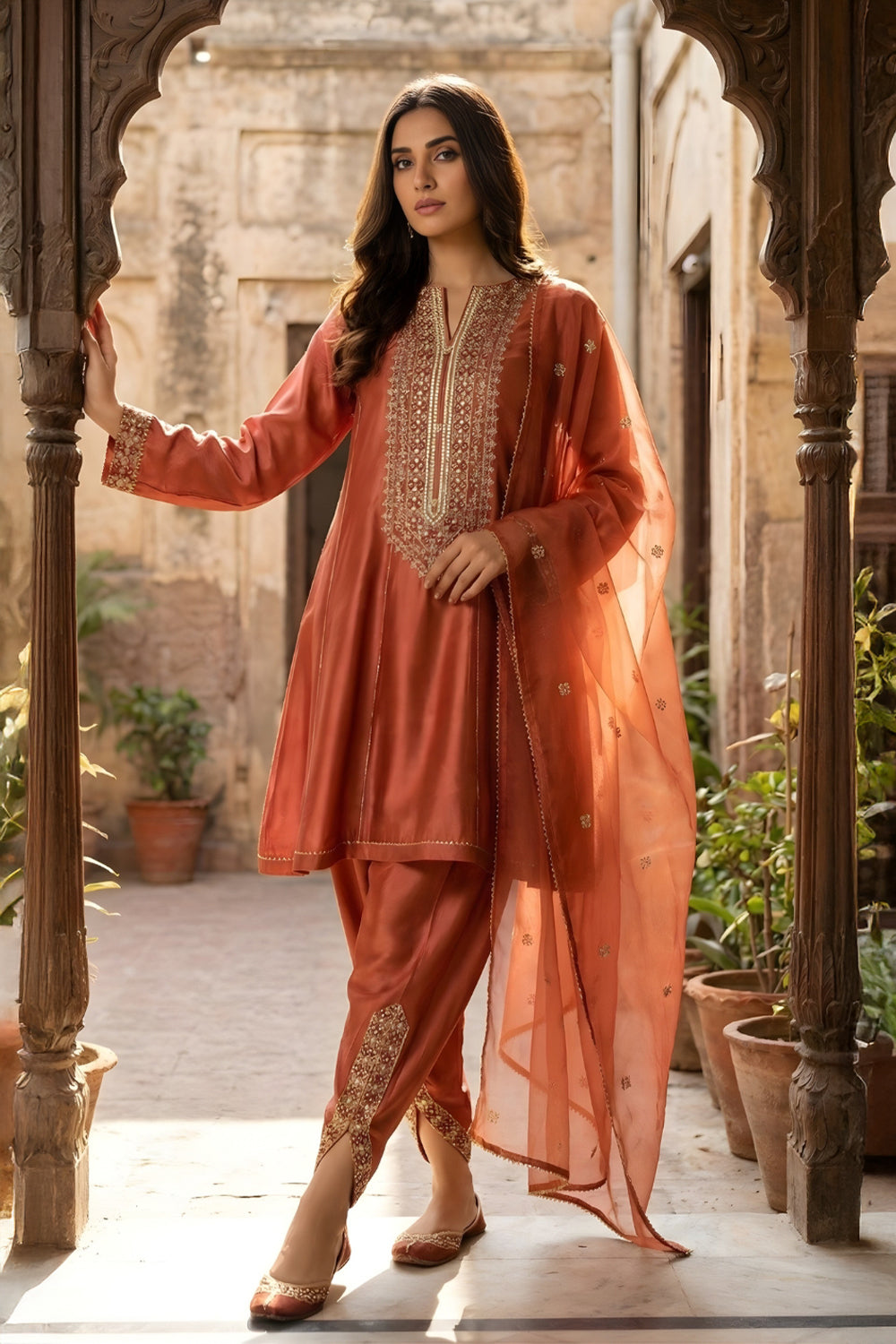 3 Piece - Premium Pure Sheesha Silk Embroidered Suit LFP1146