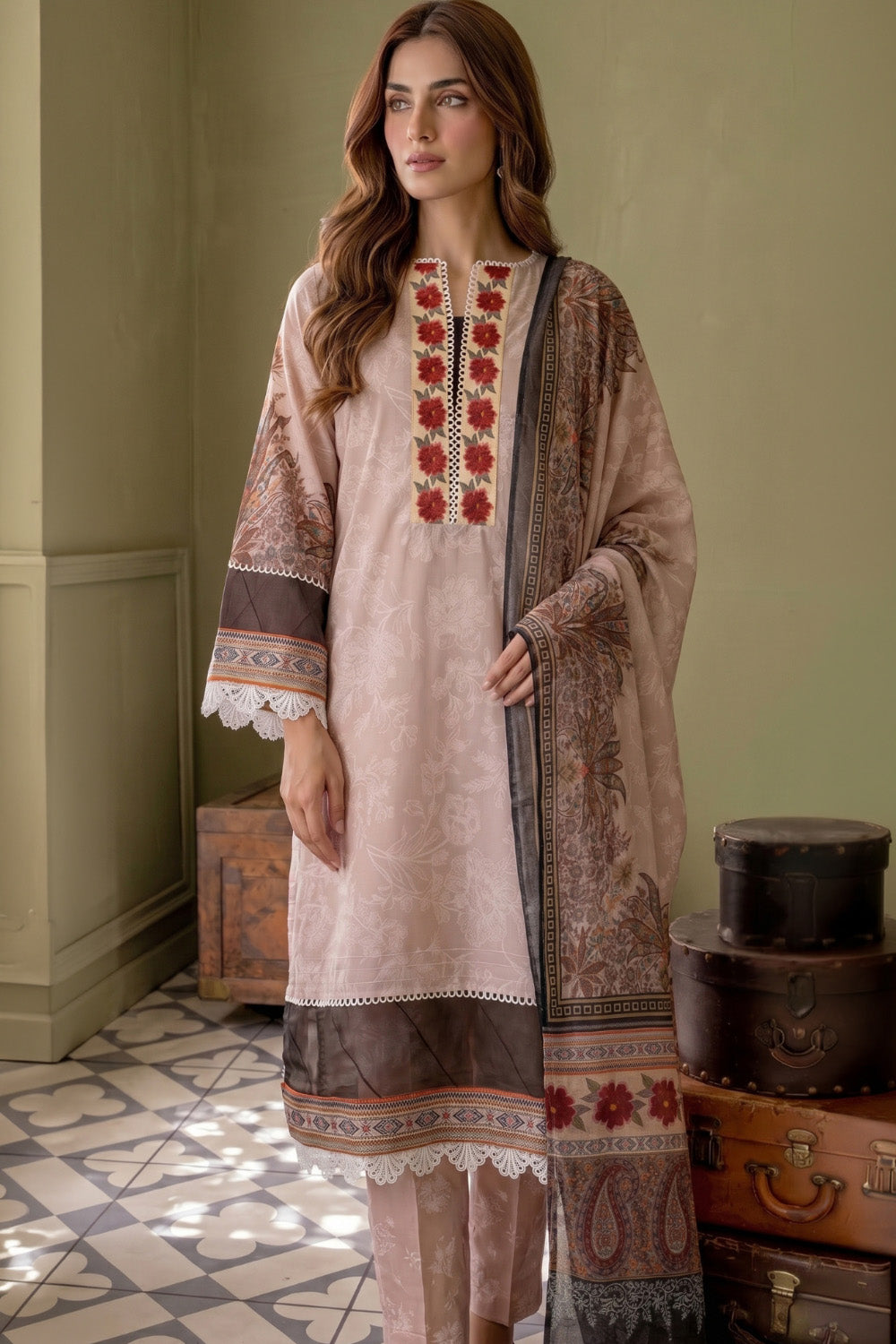 3 Piece - Digital Printed Lawn Suit P001184