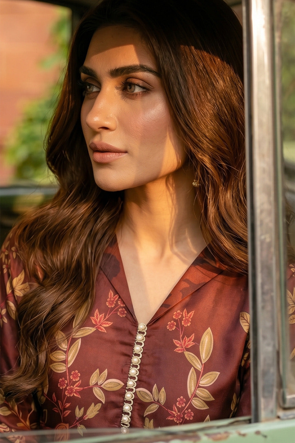 3 Piece - Embellished Printed Shamoz Silk Suit LFP1163