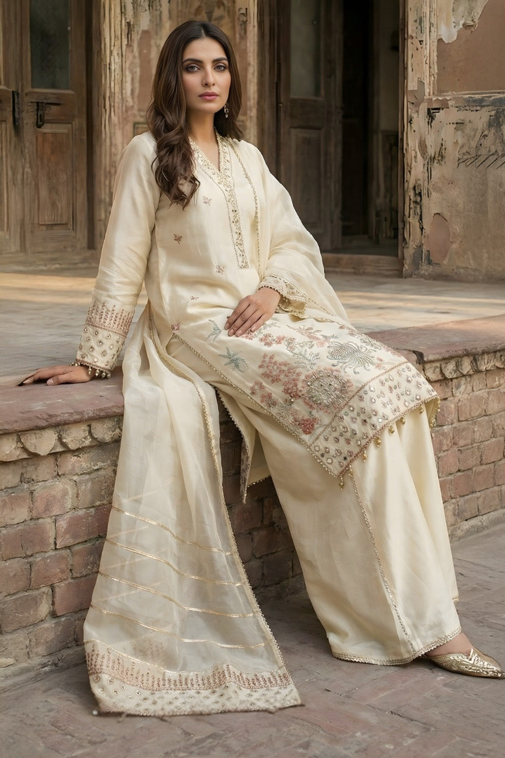 3 Piece - Premium Pure Sheesha Silk Embroidered Suit LFP1149