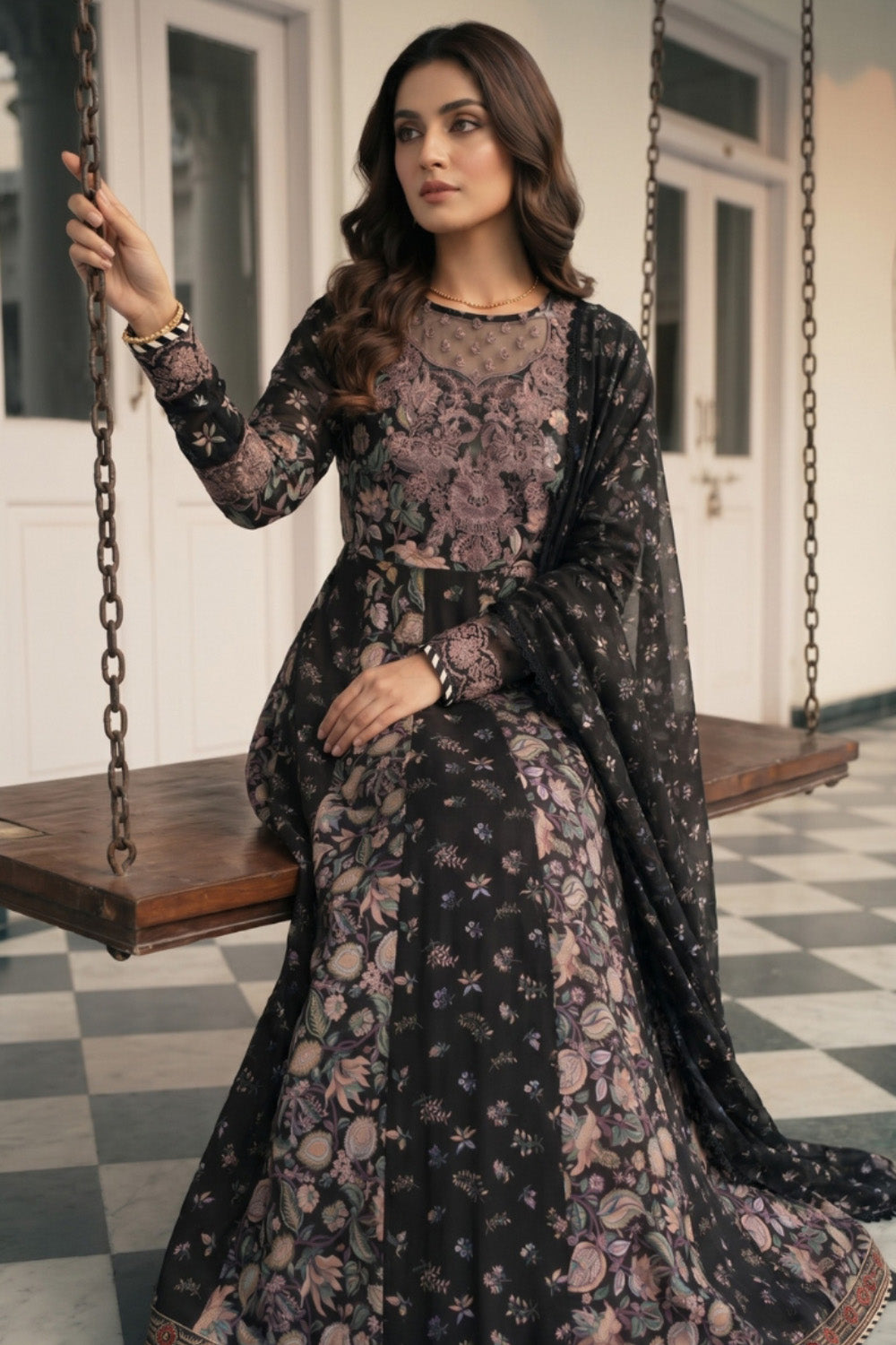 3 Piece - Embroidered Digital Printed Lawn Suit P001229