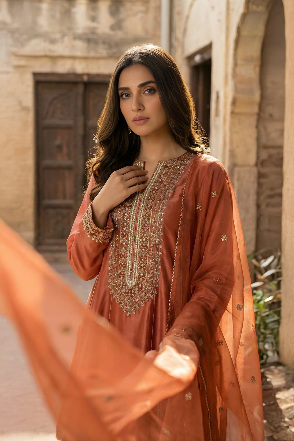 3 Piece - Premium Pure Sheesha Silk Embroidered Suit LFP1146