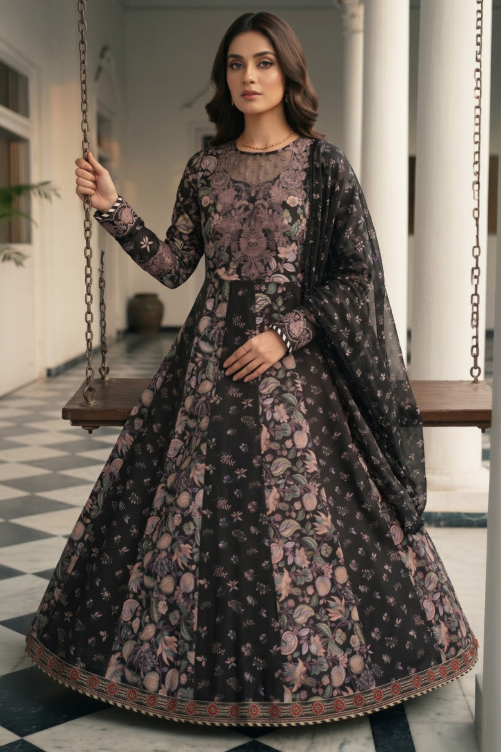 3 Piece - Embroidered Digital Printed Lawn Suit P001229