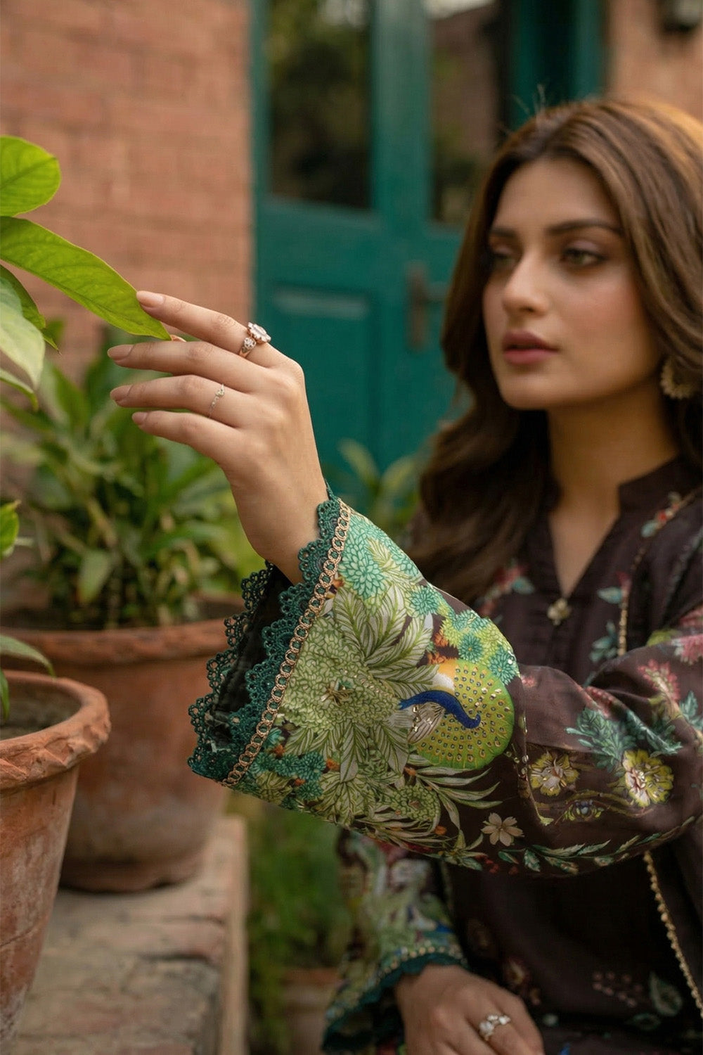 3 Piece - Embellished Printed Shamoz Silk Suit LFP1158