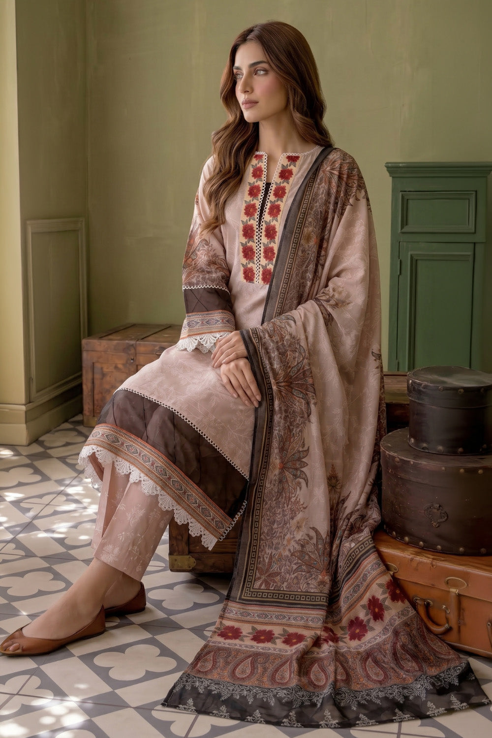 3 Piece - Digital Printed Lawn Suit P001184