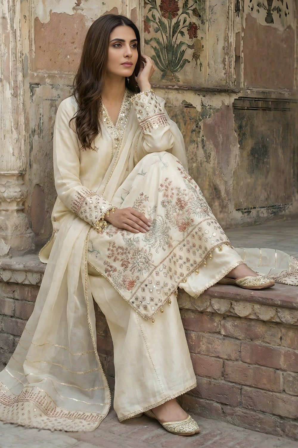 3 Piece - Premium Pure Sheesha Silk Embroidered Suit LFP1149