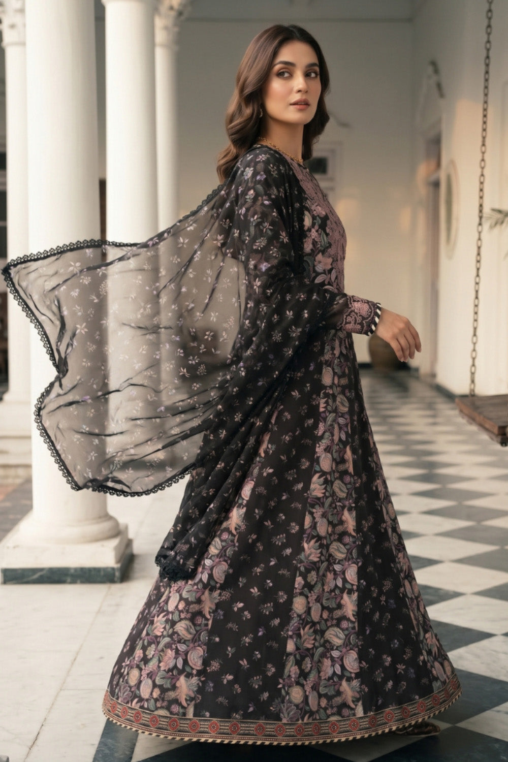 3 Piece - Embroidered Digital Printed Lawn Suit P001229