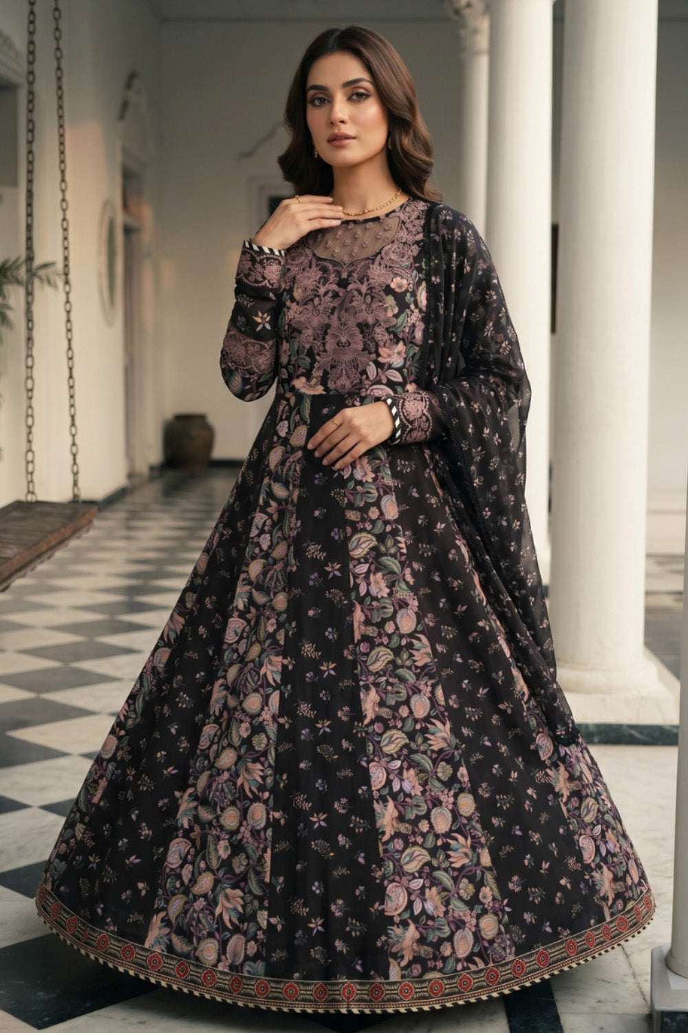 3 Piece - Embroidered Digital Printed Lawn Suit P001229