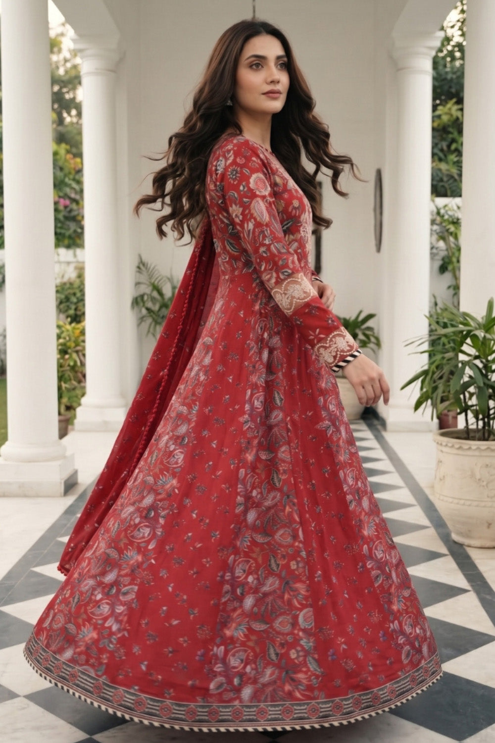 3 Piece - Embroidered Digital Printed Lawn Suit P001230