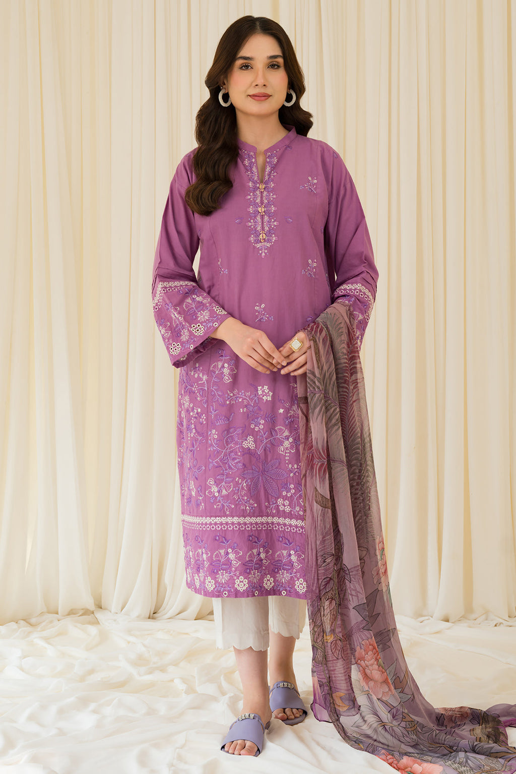 2 Piece - Embroidered Cambric Suit P0799