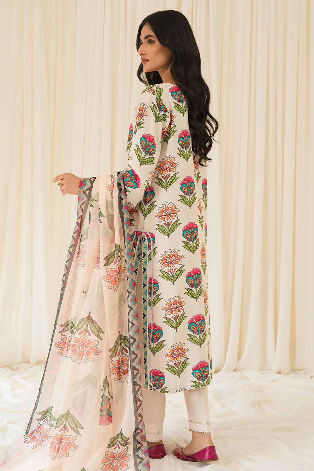 3 Piece - Digital Printed Linen Suit P0827A
