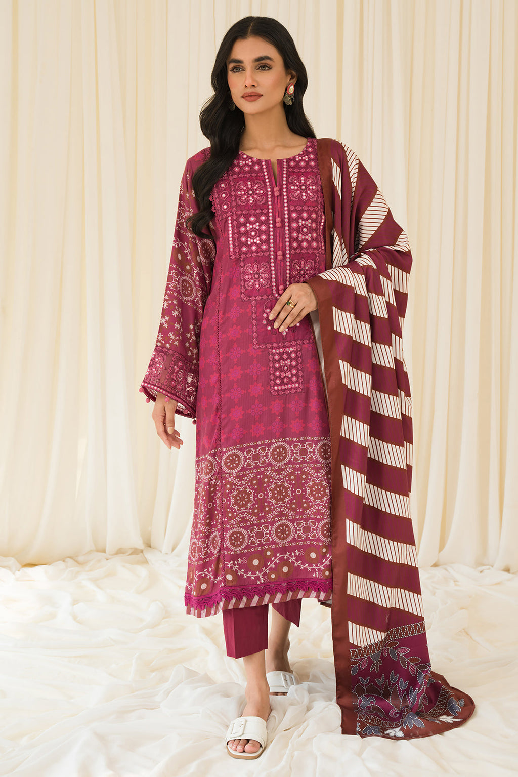 2 Piece - Embroidered Linen Suit PB921C