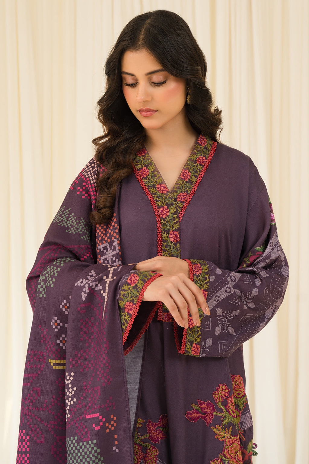 3 Piece - Embroidered Khaddar Suit U1001A (SO)