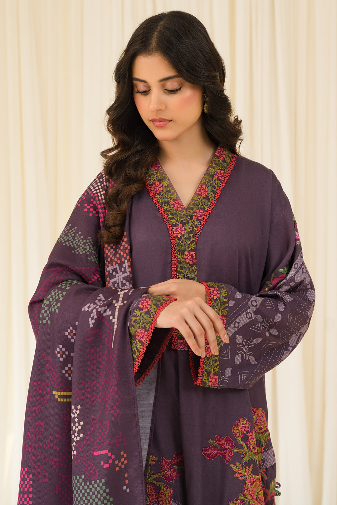 3 Piece - Embroidered Khaddar Suit U1001A (SO)