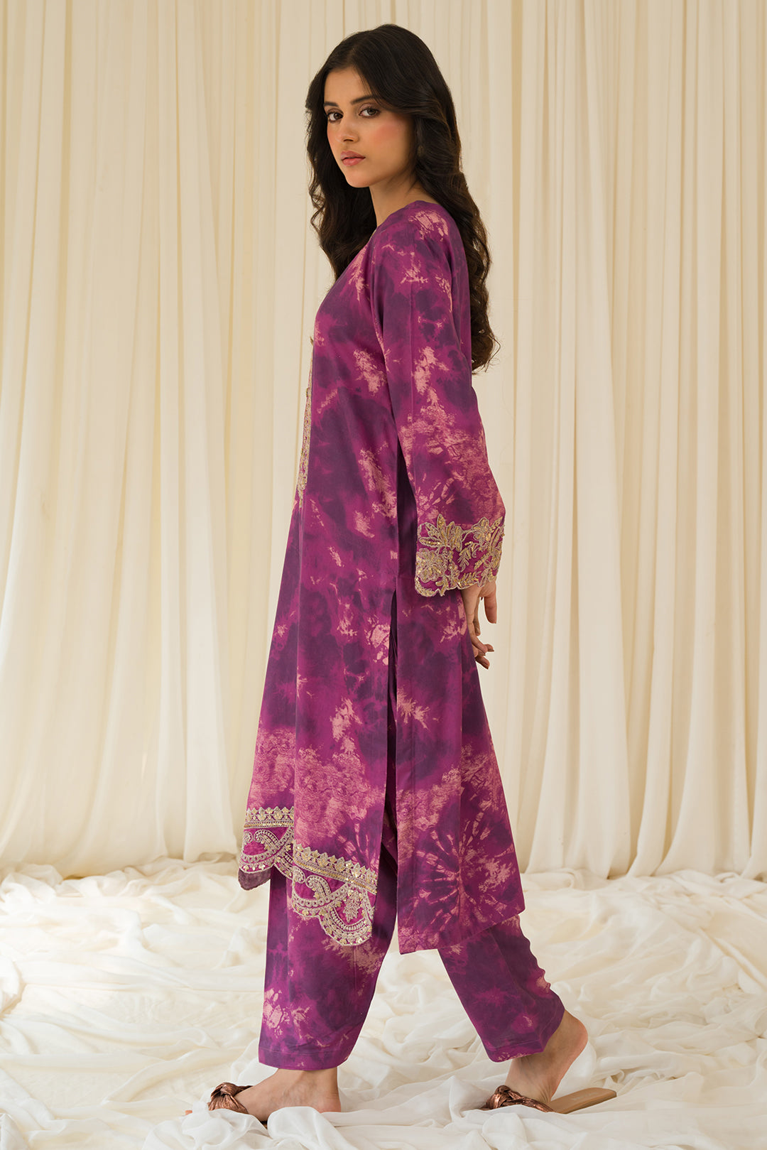 2 Piece - Embroidered Linen Texture Suit PB912A