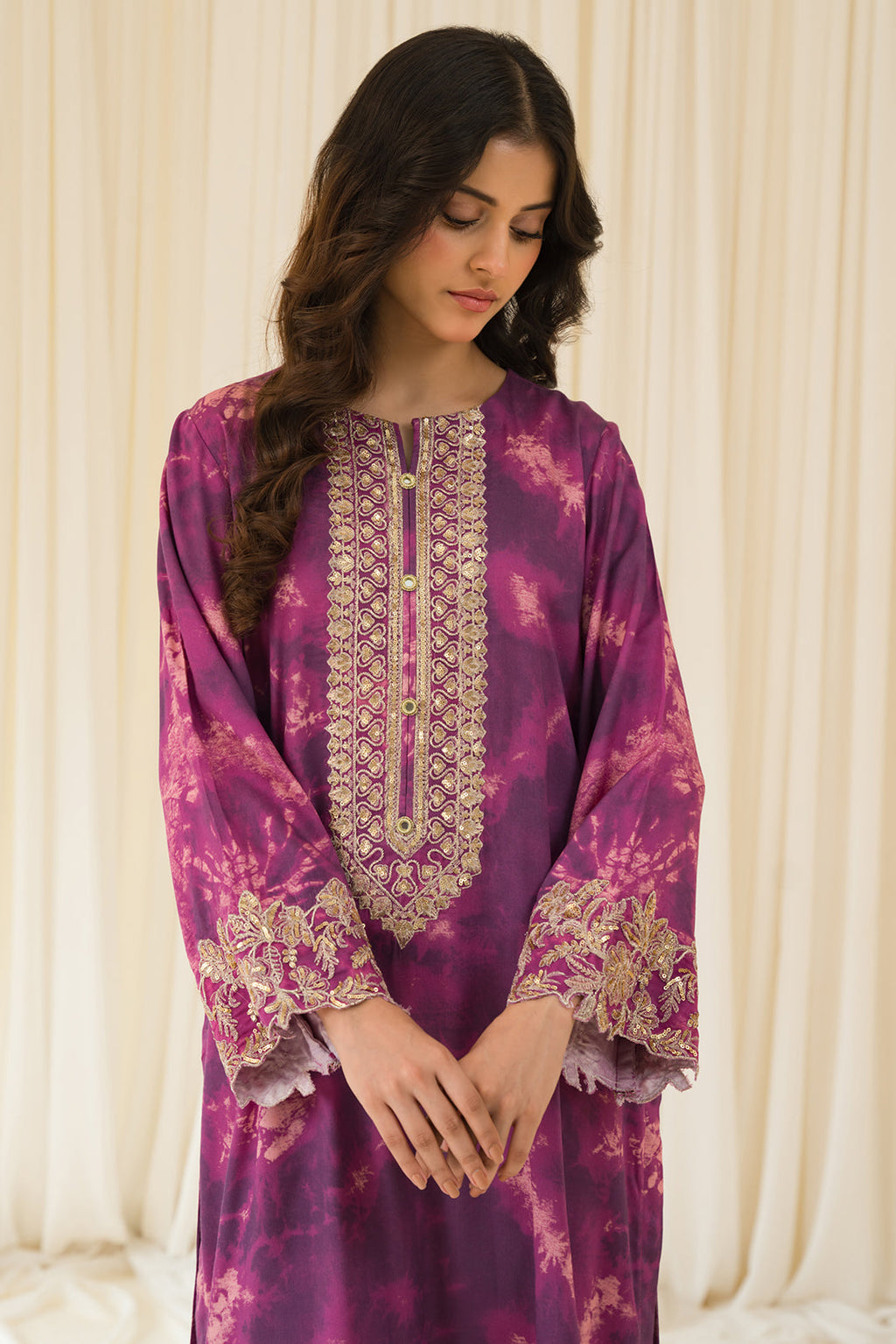 2 Piece - Embroidered Linen Texture Suit PB912A