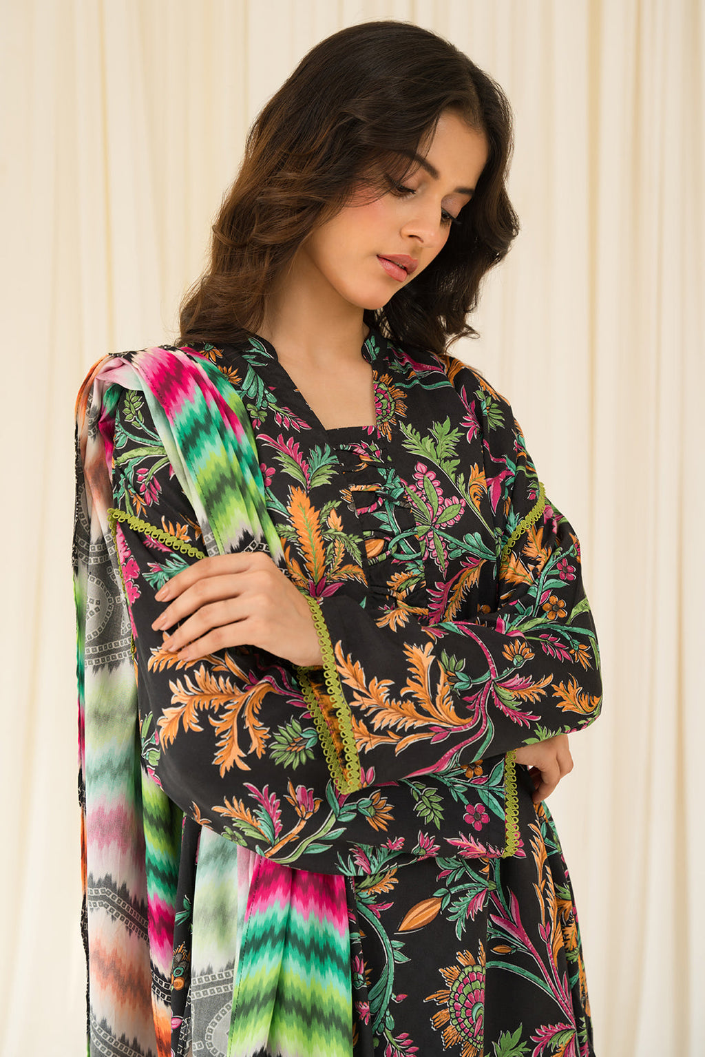 3 Piece - Digital Printed Linen Suit P0898 (SO)