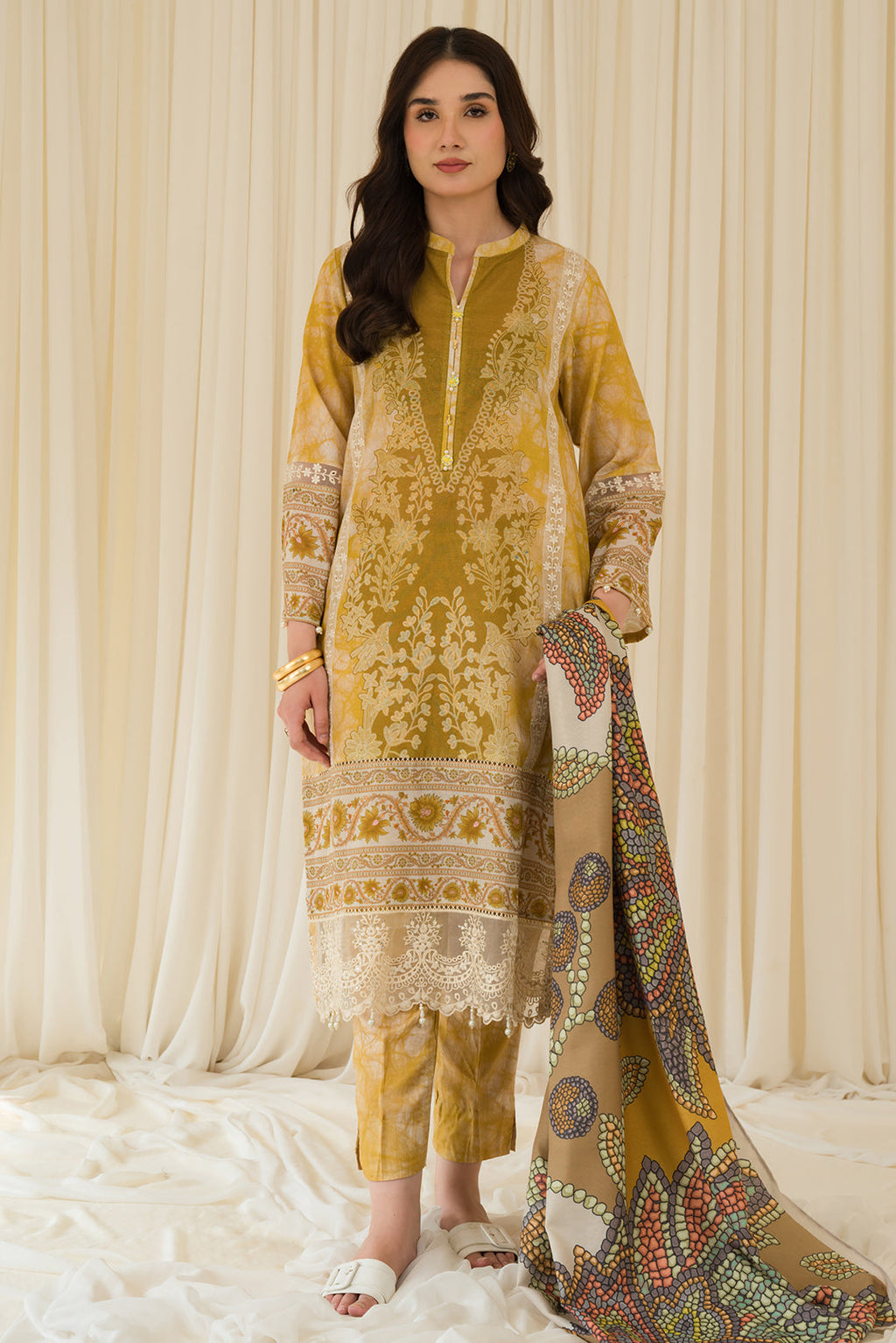 3 Piece - Embroidered Linen Texture Suit PB928