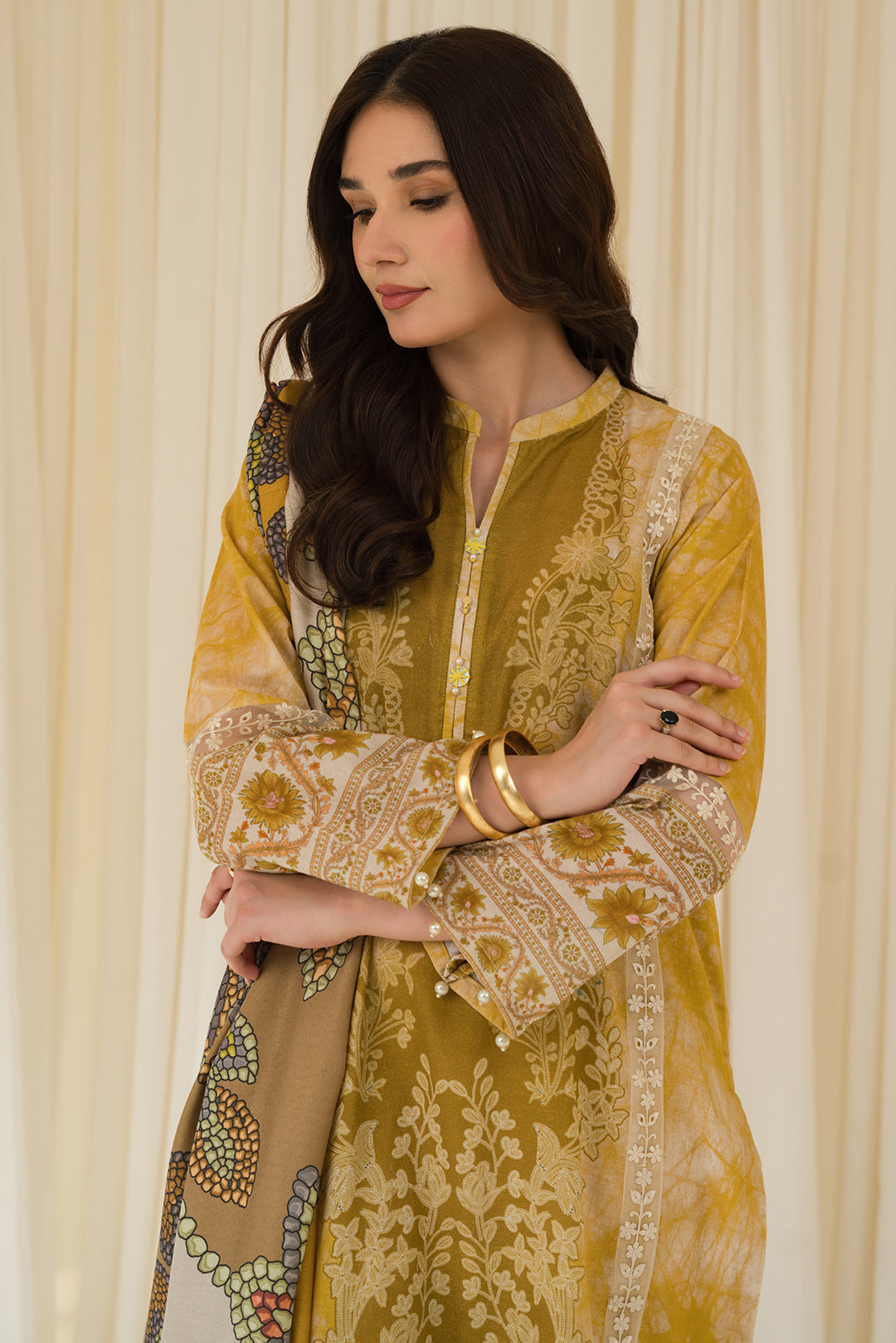 3 Piece - Embroidered Linen Texture Suit PB928
