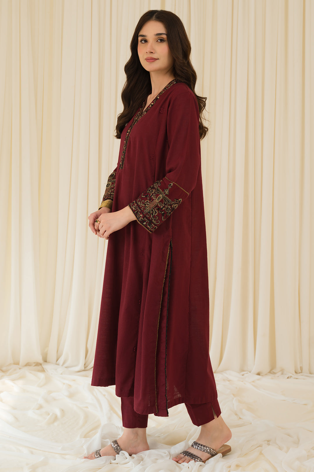 2 Piece - Embroidered Slub Khaddar Suit P0880 (SO)