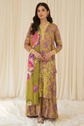2 Piece - Embroidered Digital Printed Linen Suit U0925A