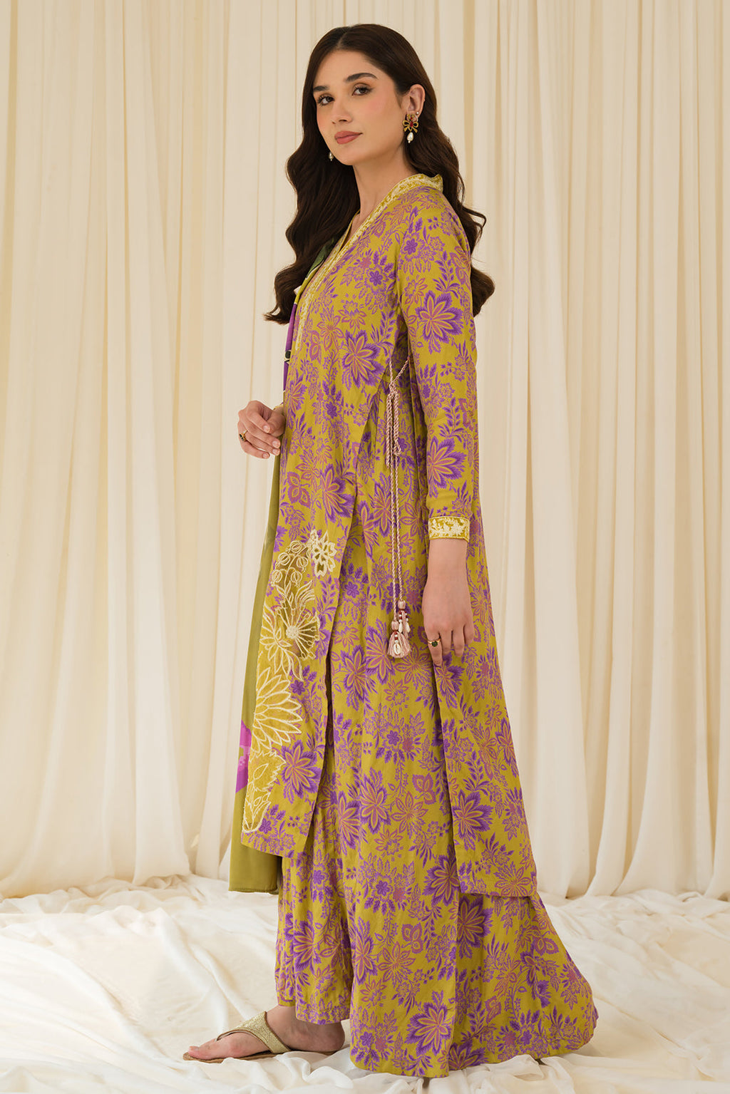 2 Piece - Embroidered Digital Printed Linen Suit U0925A