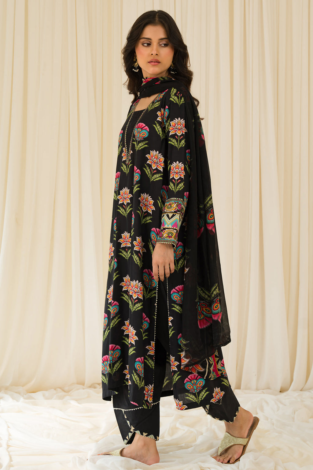 3 Piece - Digital Printed Linen Suit P0827