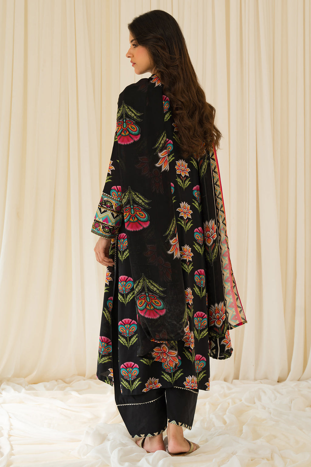3 Piece - Digital Printed Linen Suit P0827
