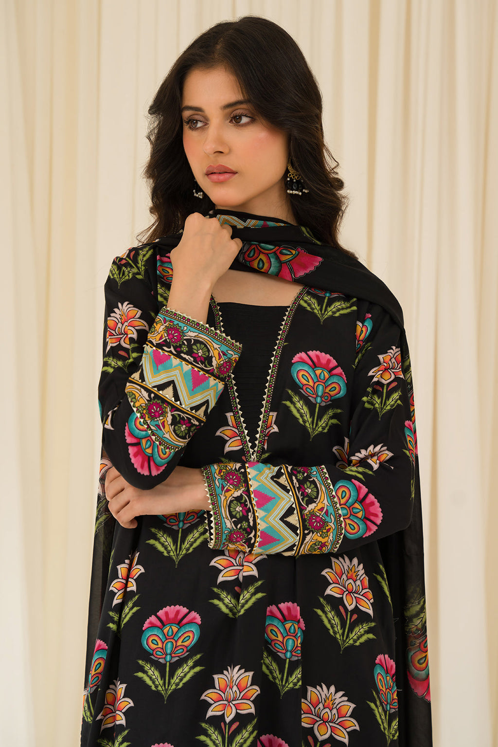 3 Piece - Digital Printed Linen Suit P0827