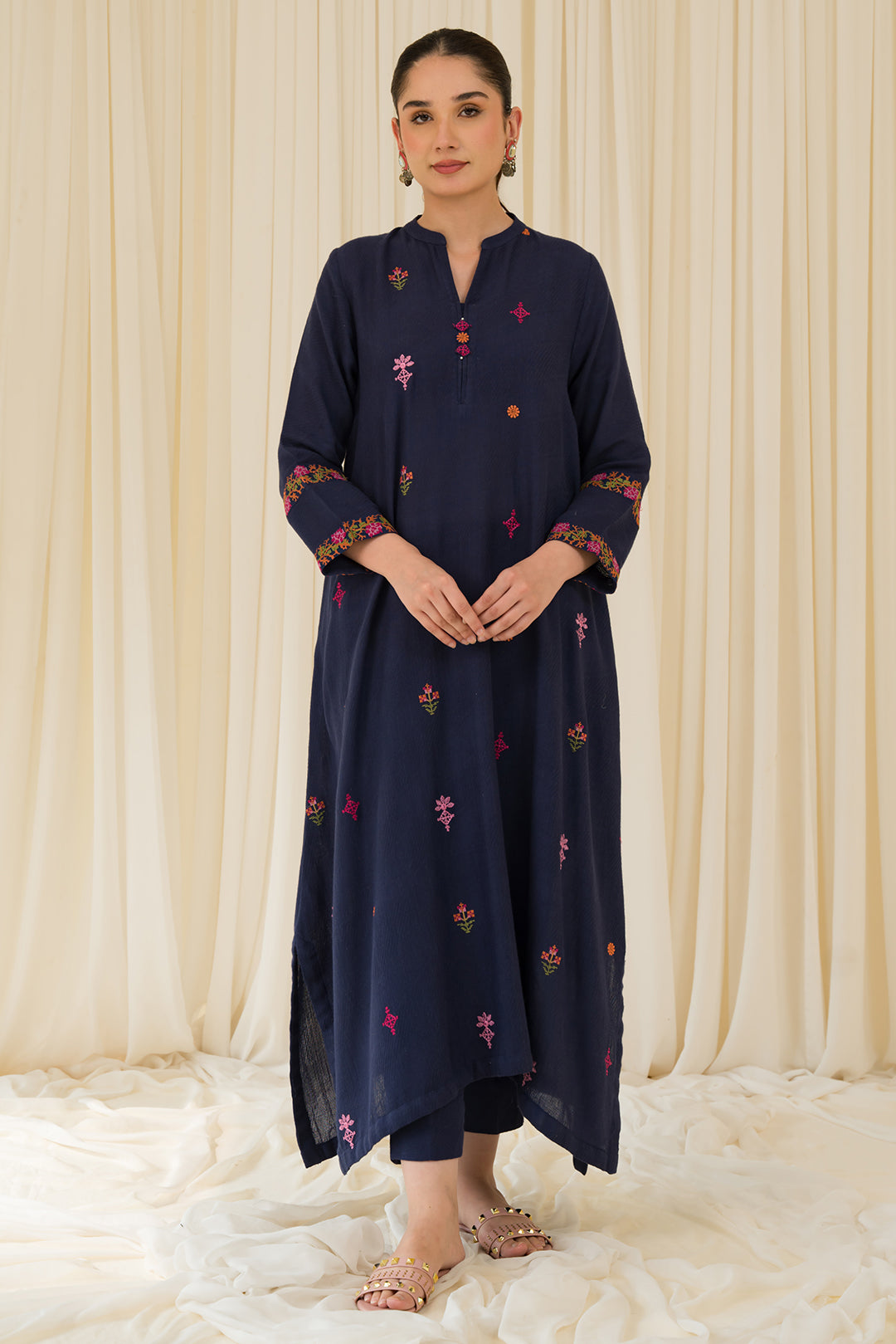 2 Piece - Embroidered Slub Khaddar Suit P878A