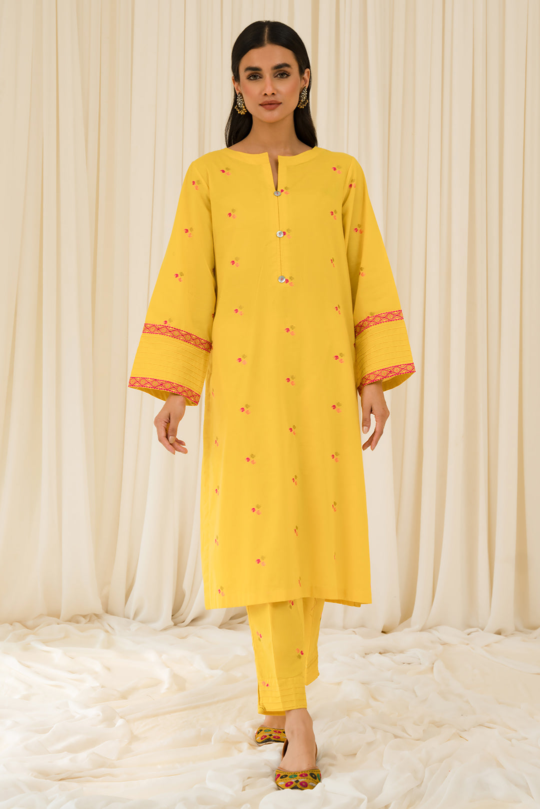 2 Piece - Embroidered Dyed Cambric Suit P0797