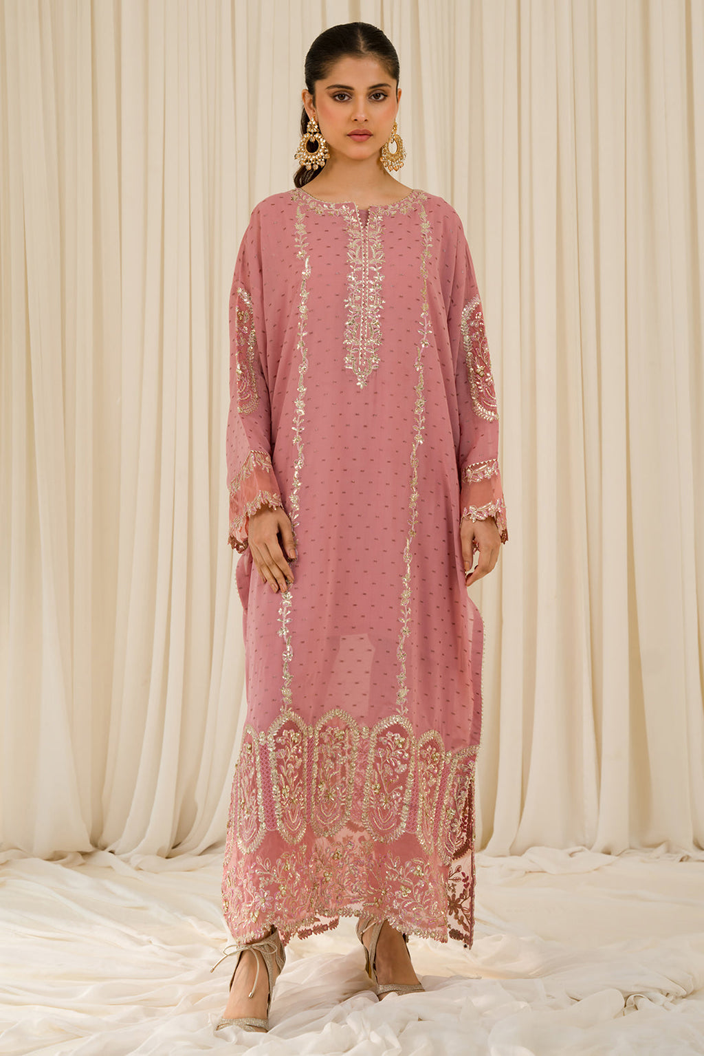 1 Piece - Embroidered Chiffon Shirt P0796