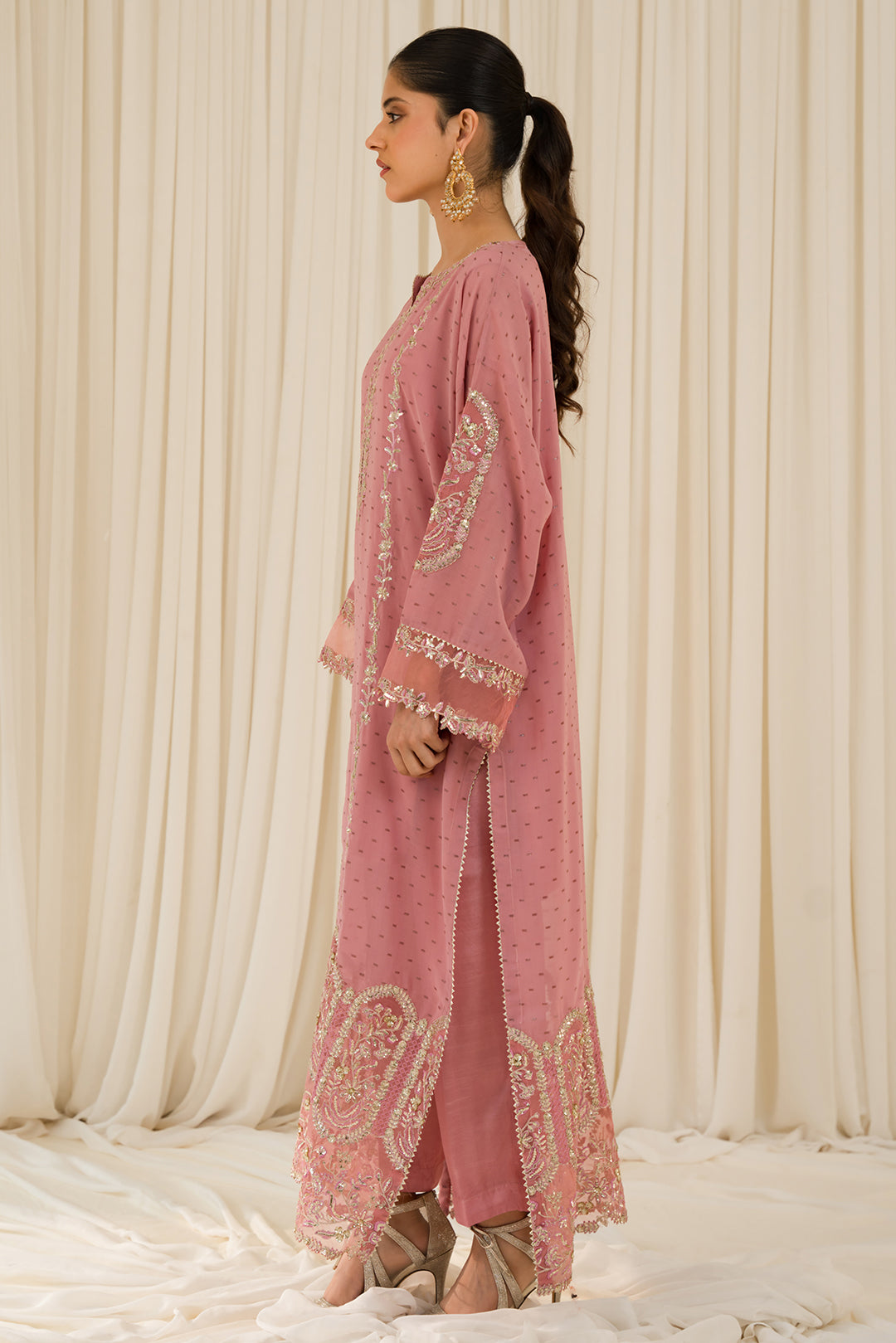 1 Piece - Embroidered Chiffon Shirt P0796