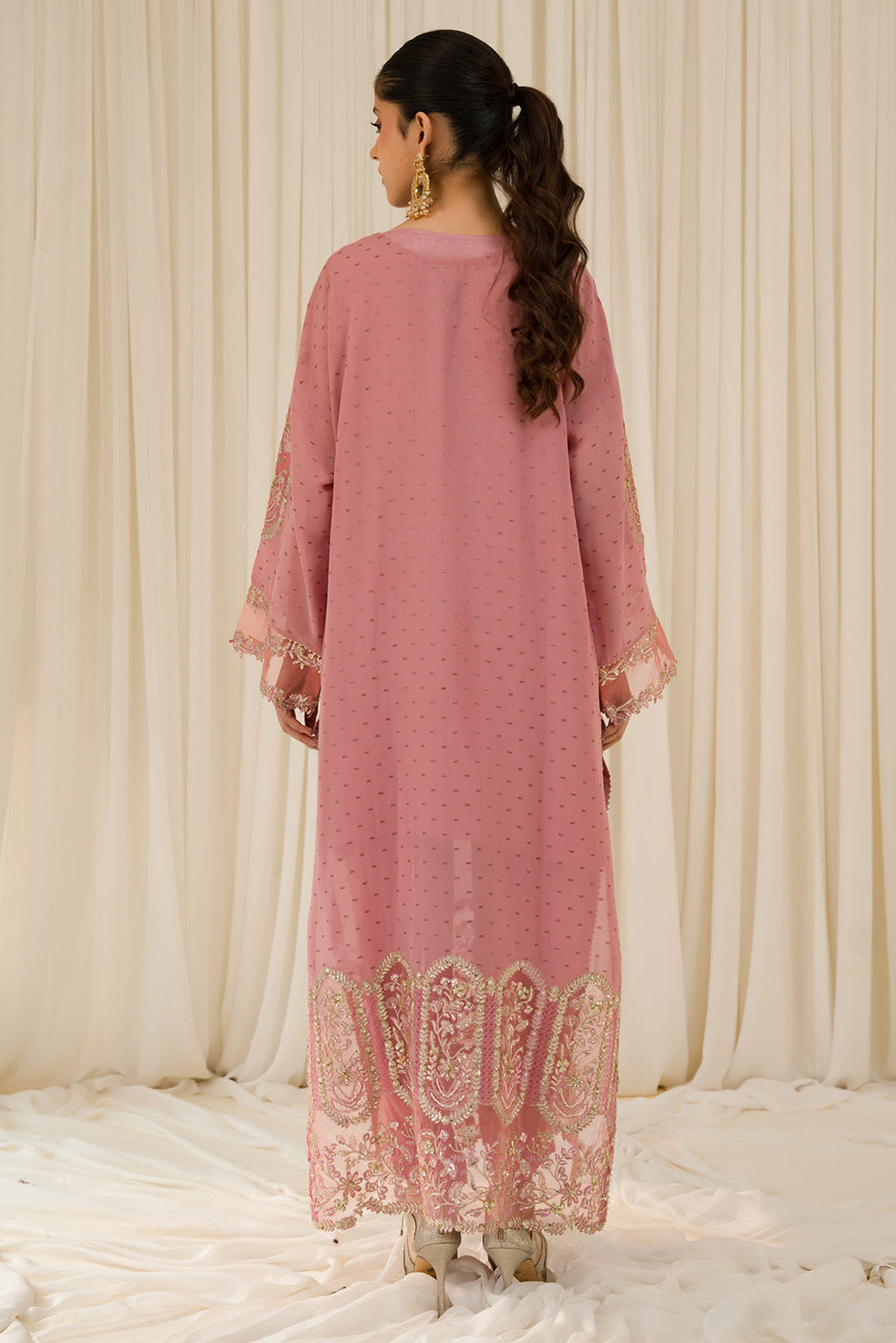 1 Piece - Embroidered Chiffon Shirt P0796