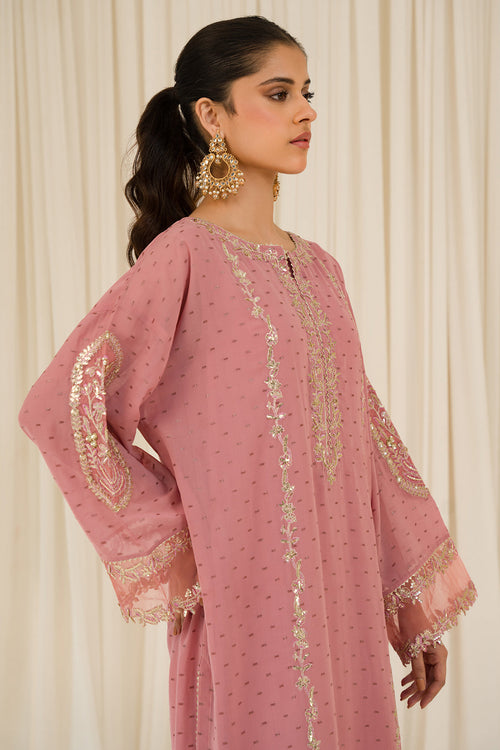 1 Piece - Embroidered Chiffon Shirt P0796