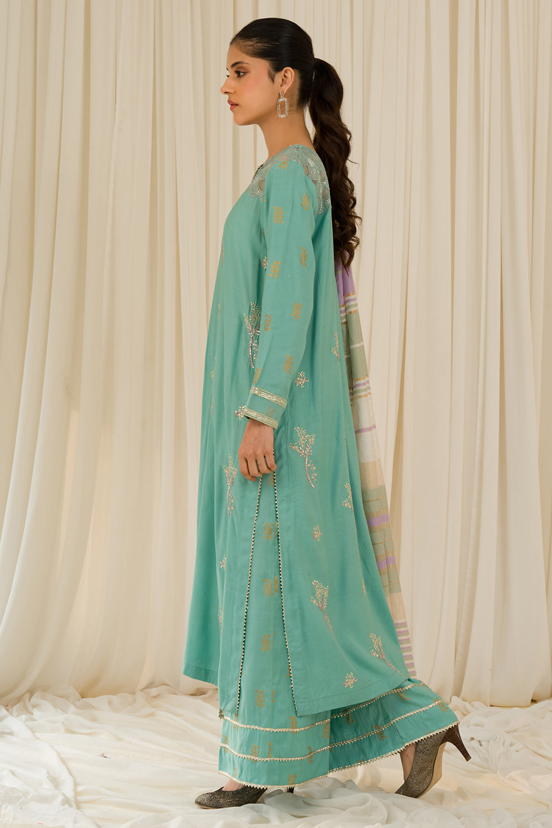 3 Piece - Embroidered Raw Silk Suit L0775 (SO)