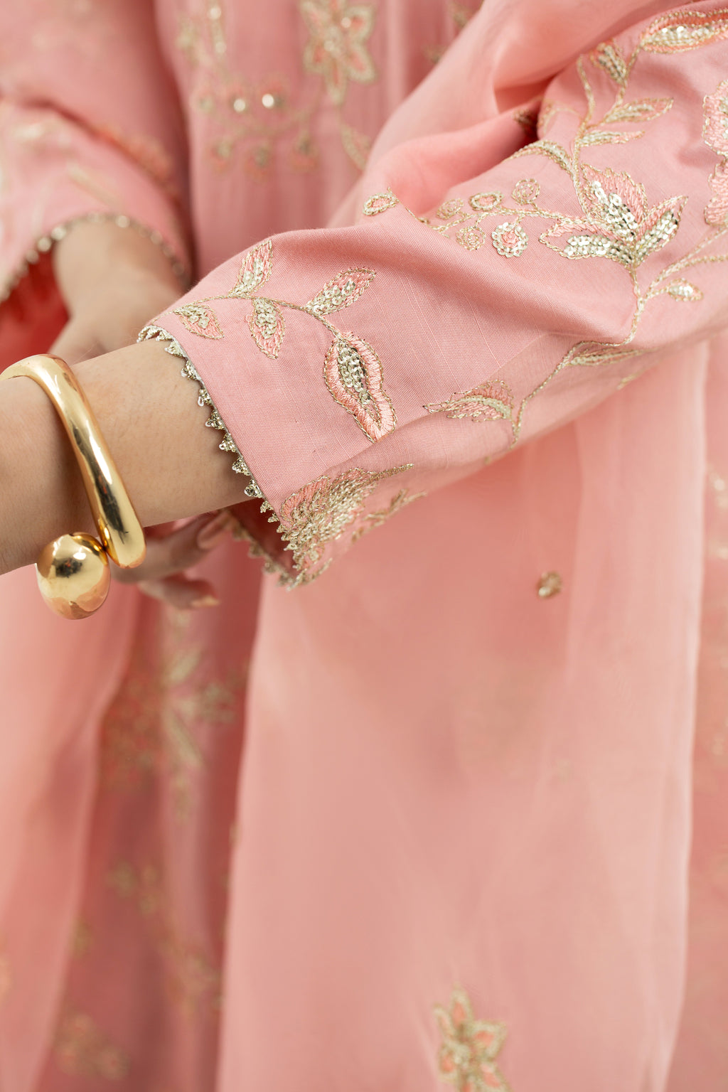 3 Piece - Embroidered Raw Silk Suit LFP1138