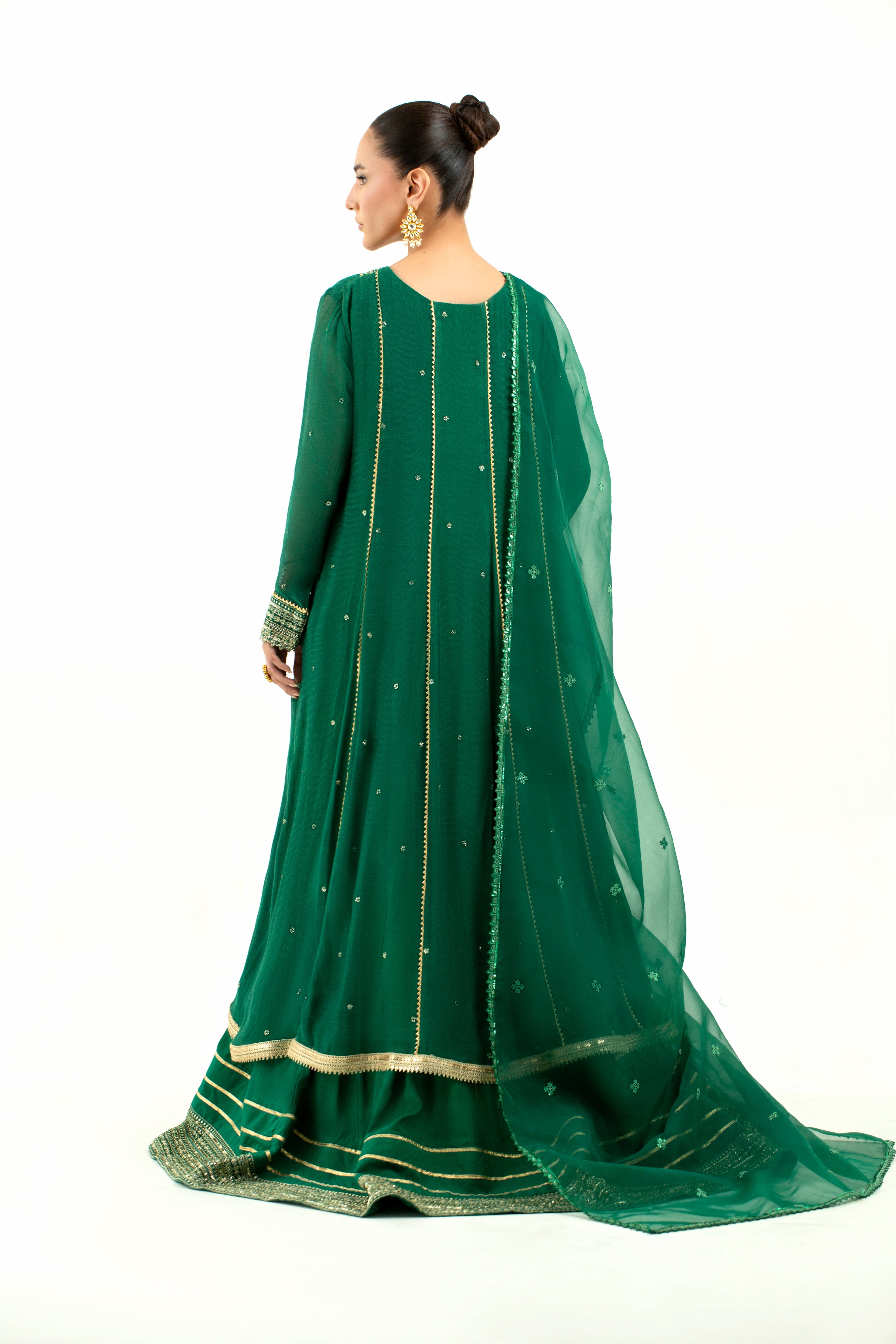 2 Piece - Embroidered Cotton Staple Khadi Net Suit LFP1136