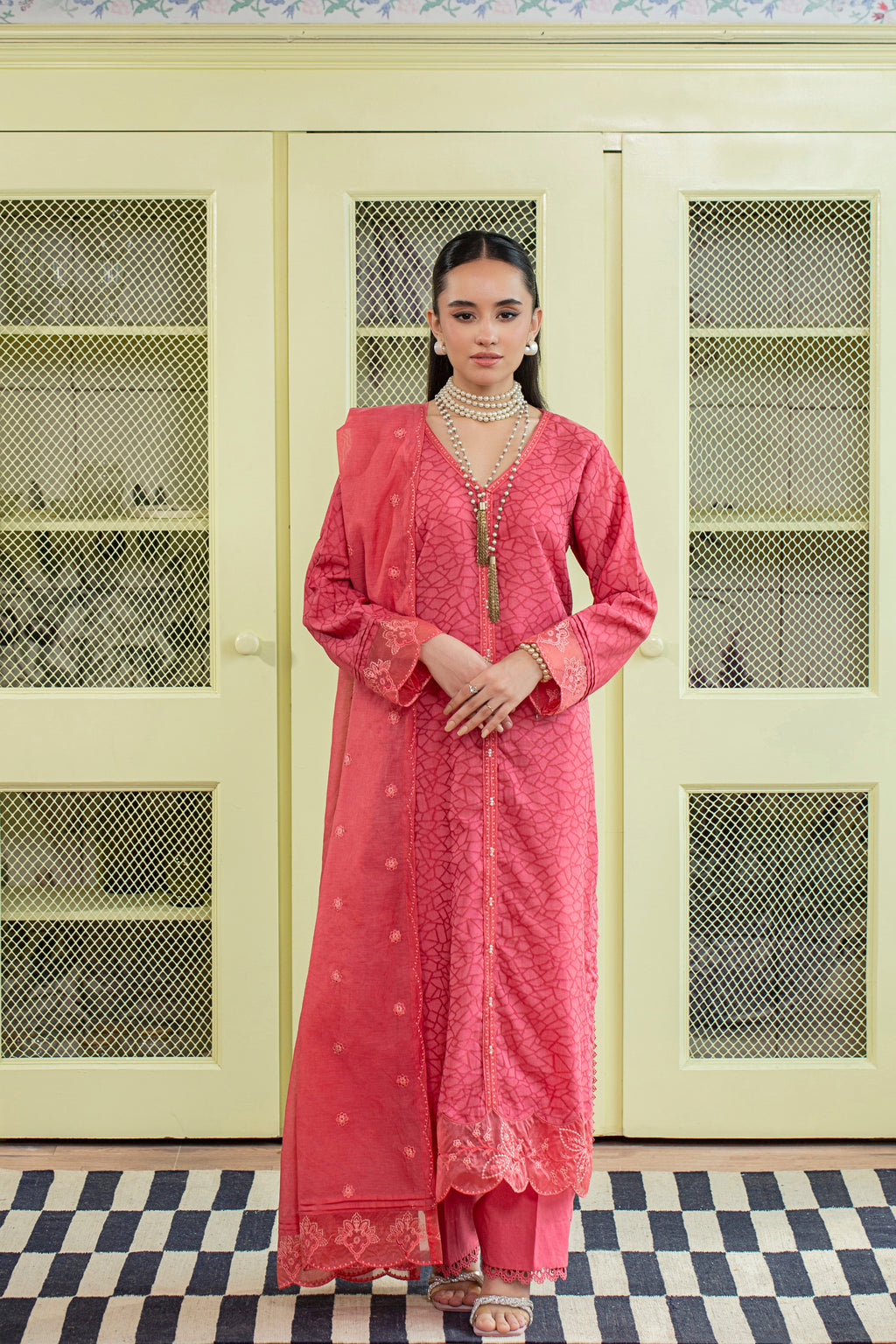 3 Piece - Embroidered Viscose Jacquard Suit P001171