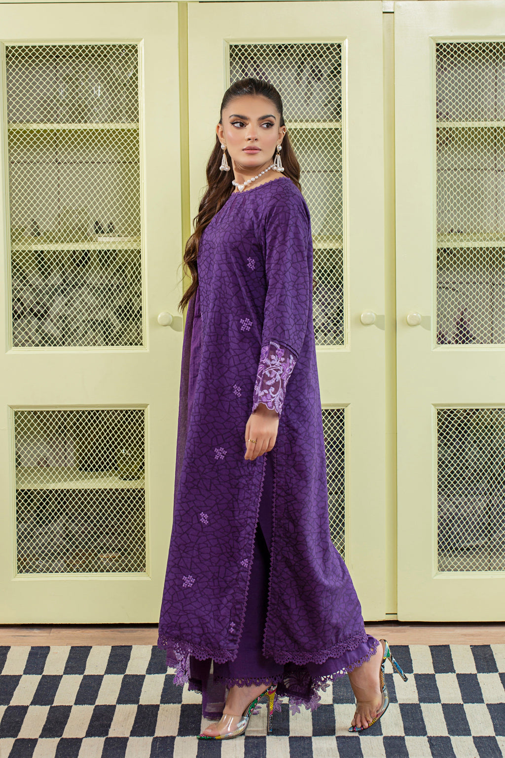 3 Piece - Embroidered Viscose Self Jacquard P001170
