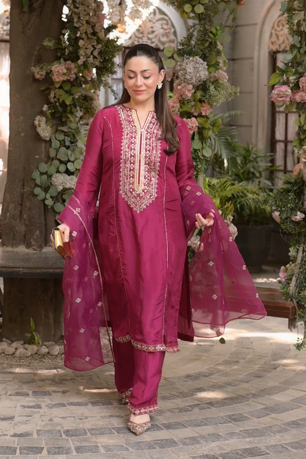 3 Piece - Premium Pure Sheesha Silk Embroidered Suit LFP1147