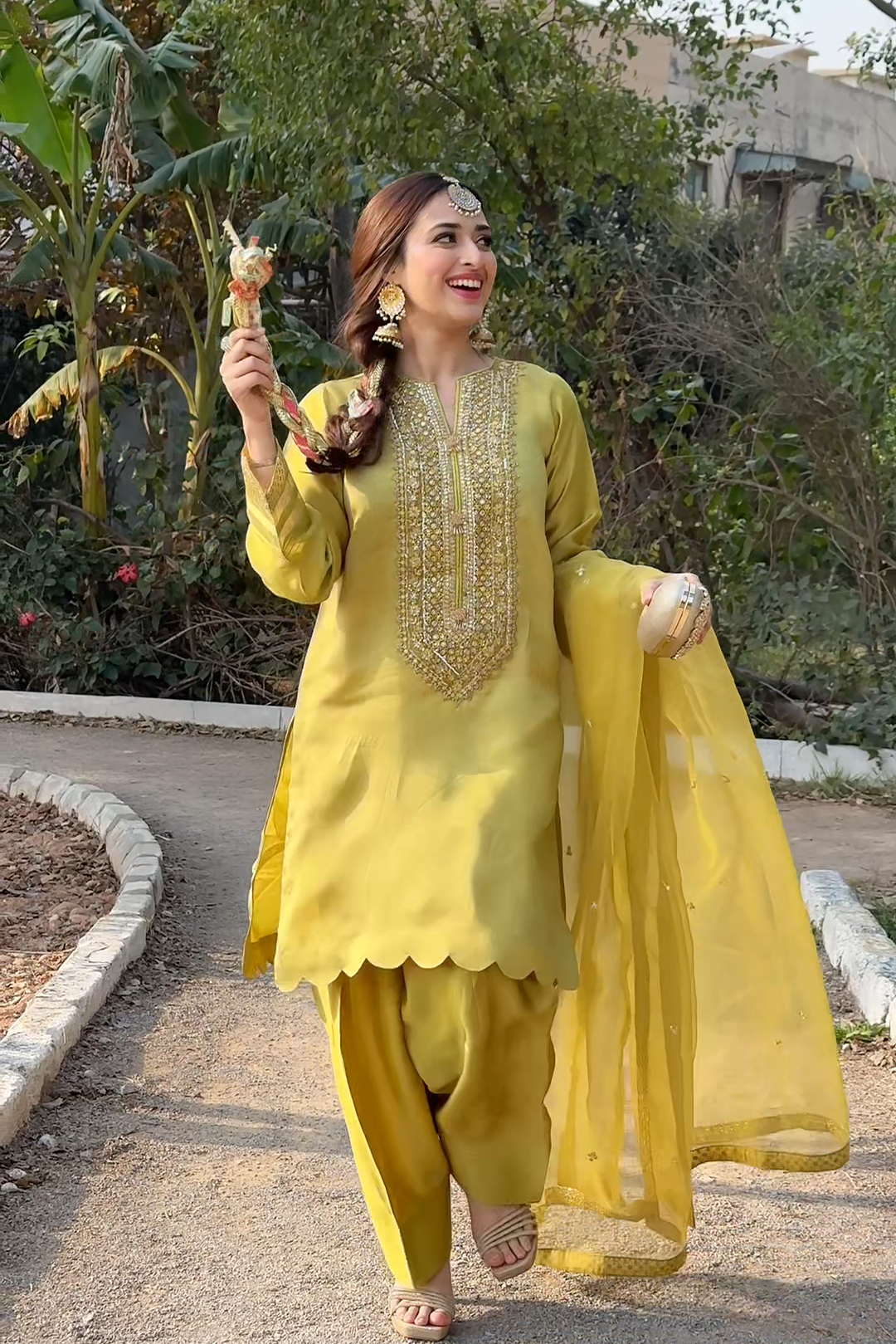 3 Piece - Embroidered Hand Embellished Premium Pure Sheesha Silk Suit LFP1144