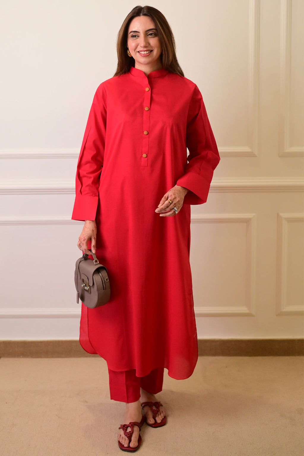 2 Piece - Lawn Suit CT011 Red
