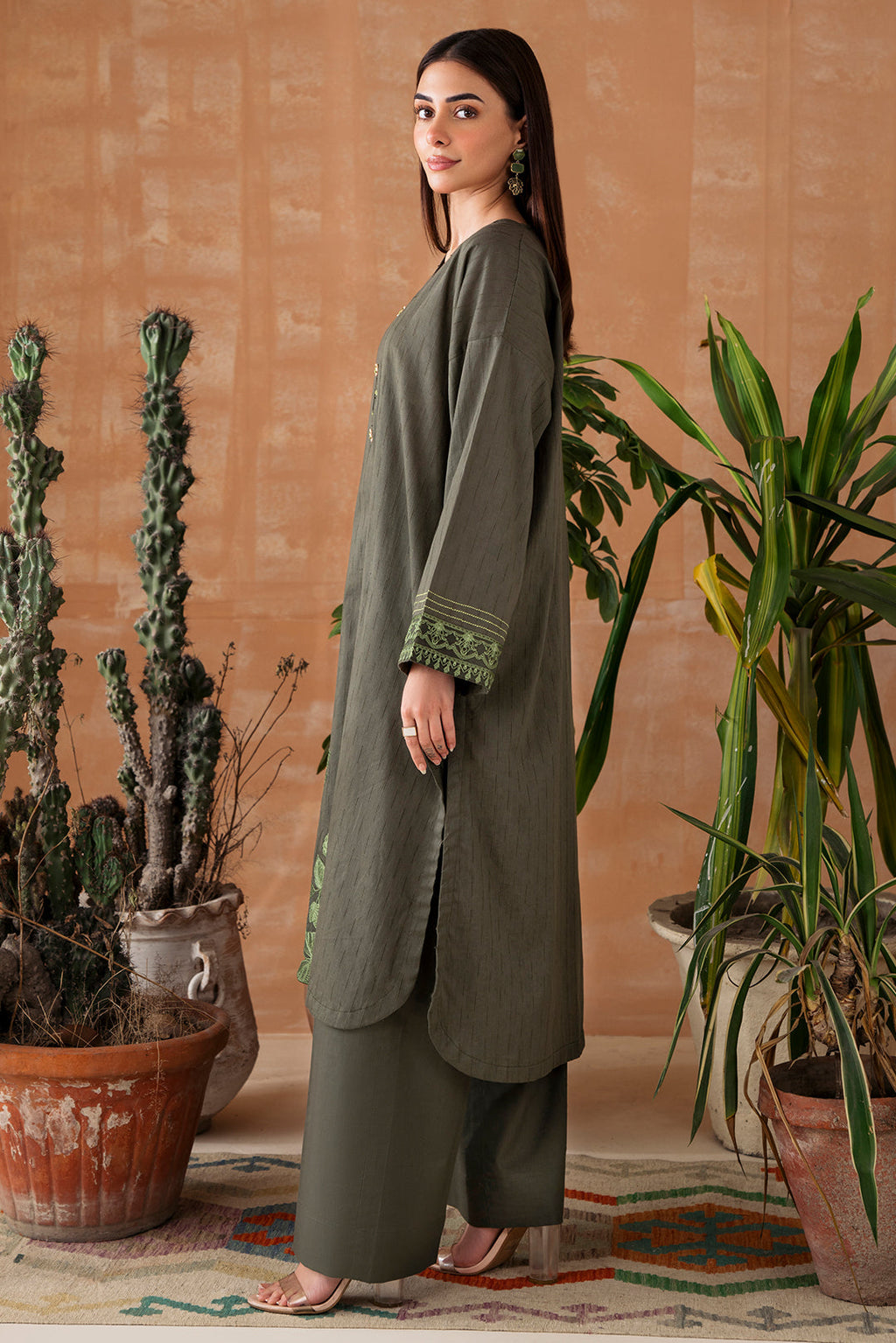 2 Piece - Embroidered Leno Kara Suit P1021 (SO)